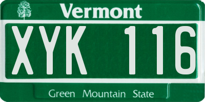 VT license plate XYK116