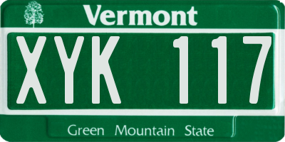 VT license plate XYK117