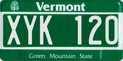 VT license plate XYK120