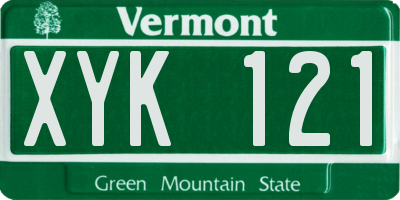 VT license plate XYK121