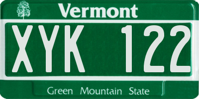 VT license plate XYK122