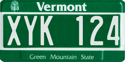 VT license plate XYK124