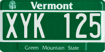 VT license plate XYK125