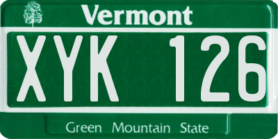 VT license plate XYK126