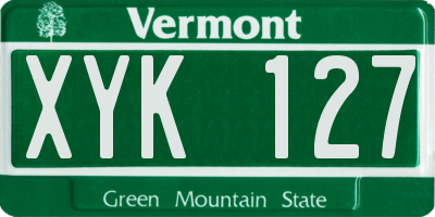 VT license plate XYK127