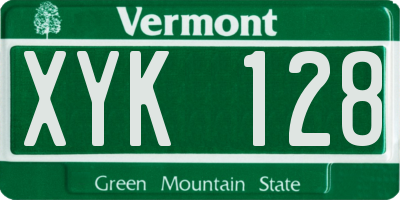 VT license plate XYK128