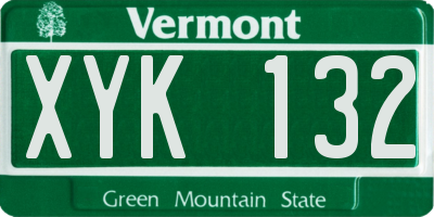 VT license plate XYK132