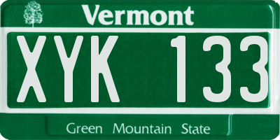 VT license plate XYK133