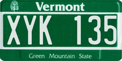 VT license plate XYK135