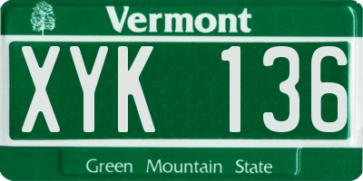 VT license plate XYK136