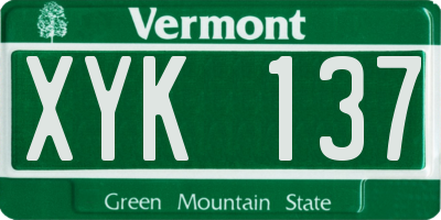 VT license plate XYK137