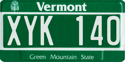 VT license plate XYK140