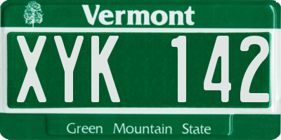 VT license plate XYK142