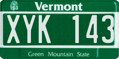 VT license plate XYK143