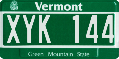 VT license plate XYK144
