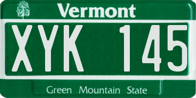VT license plate XYK145