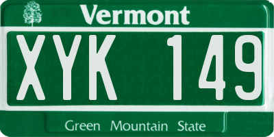 VT license plate XYK149