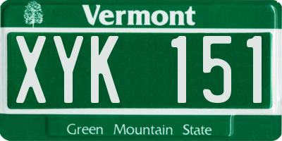 VT license plate XYK151