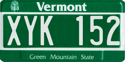 VT license plate XYK152