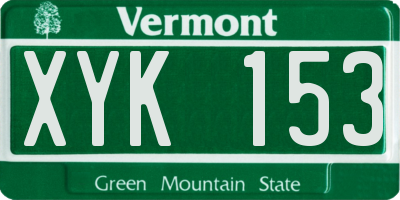 VT license plate XYK153