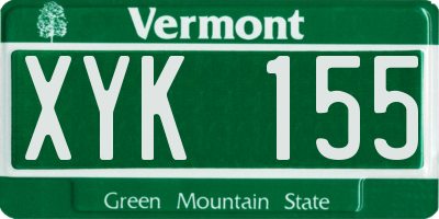 VT license plate XYK155
