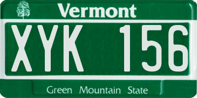 VT license plate XYK156