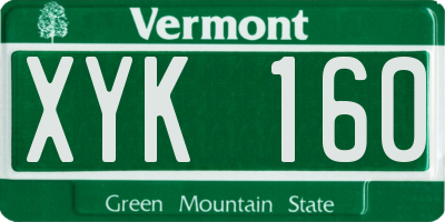 VT license plate XYK160