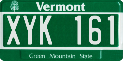 VT license plate XYK161