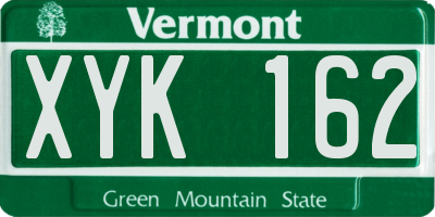 VT license plate XYK162