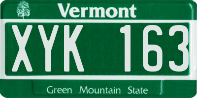 VT license plate XYK163