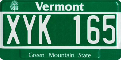 VT license plate XYK165