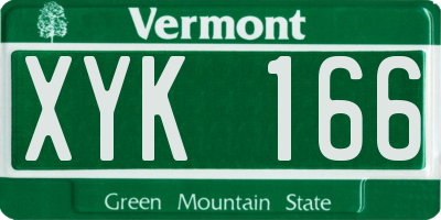 VT license plate XYK166