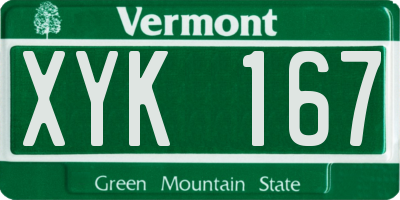 VT license plate XYK167