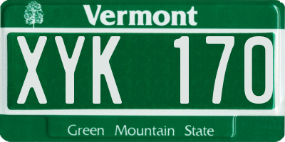 VT license plate XYK170