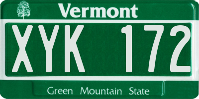 VT license plate XYK172
