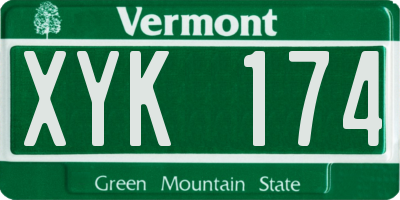 VT license plate XYK174