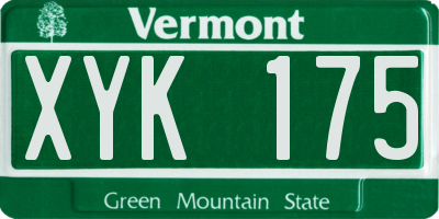 VT license plate XYK175