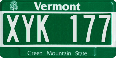 VT license plate XYK177