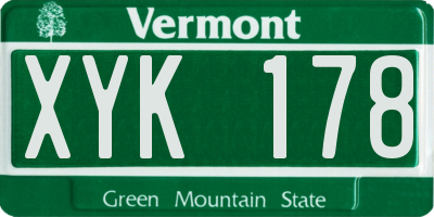 VT license plate XYK178