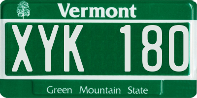 VT license plate XYK180