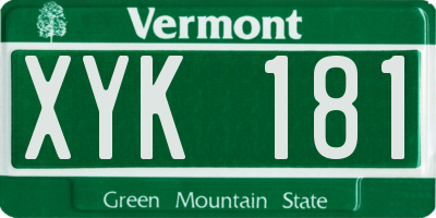 VT license plate XYK181