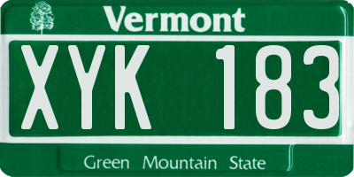 VT license plate XYK183