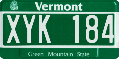 VT license plate XYK184