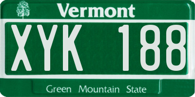 VT license plate XYK188