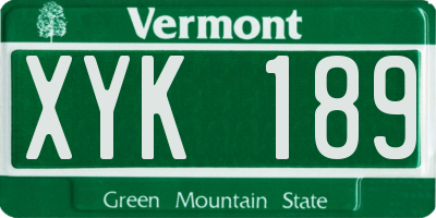 VT license plate XYK189
