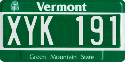 VT license plate XYK191