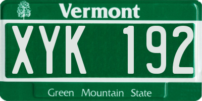 VT license plate XYK192