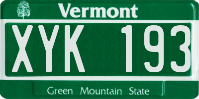 VT license plate XYK193