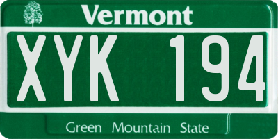 VT license plate XYK194