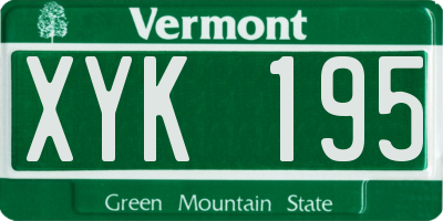 VT license plate XYK195